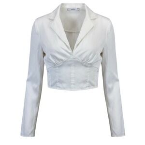 White Satin Corset Crop Top Reserved XS Coquette Y2K Going Out